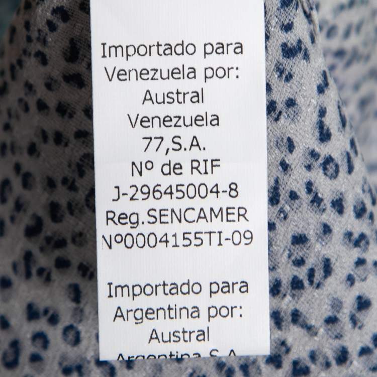 Pre Owned CH Carolina Herrera Blue Printed Crinkled Silk Blouse M
