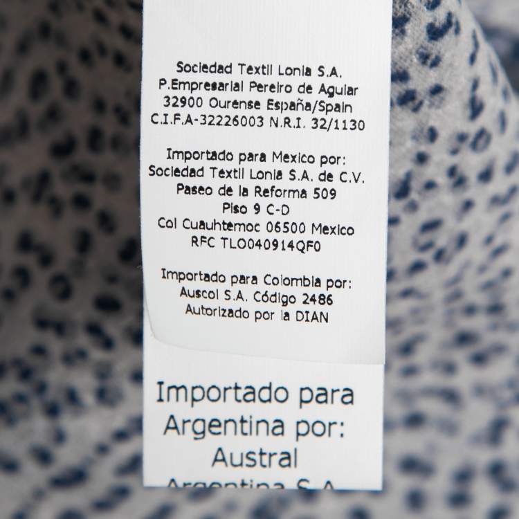 Pre Owned CH Carolina Herrera Blue Printed Crinkled Silk Blouse M