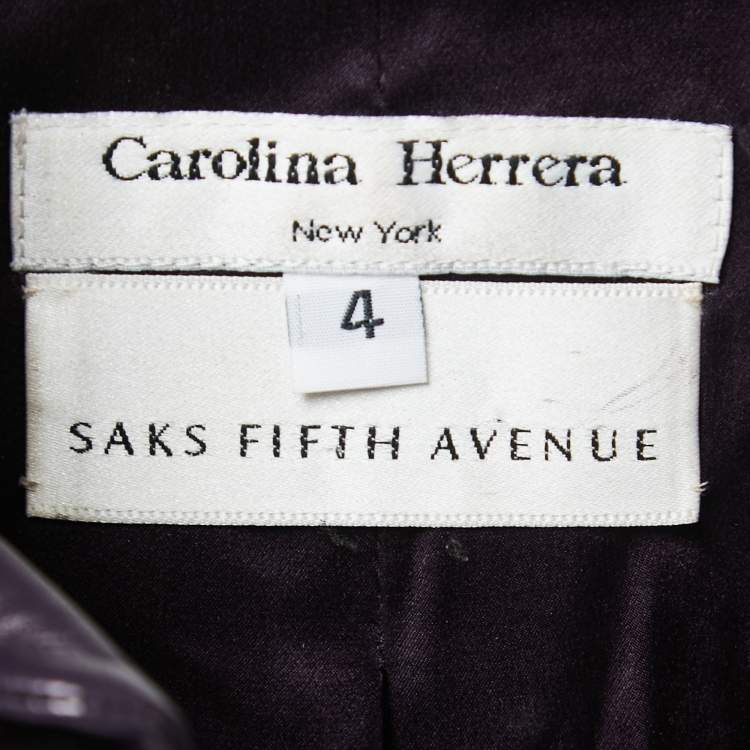 Pre Owned Carolina Herrera Vintage Purple Leather Jacket S