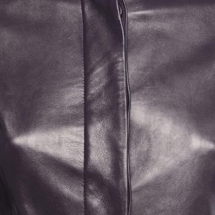 Pre Owned Carolina Herrera Vintage Purple Leather Jacket S