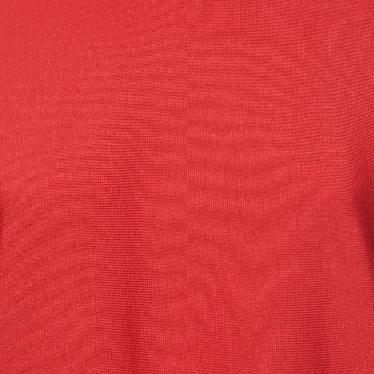 Pre Owned Carolina Herrera Red Knit Bell-Sleeve Top L