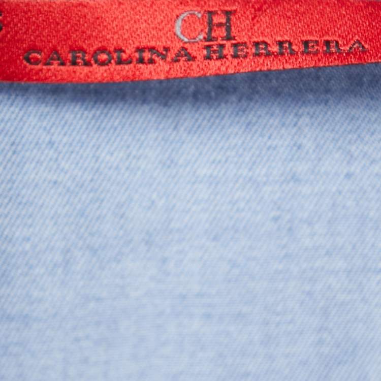 Pre Owned Carolina Herrera Blue Lyocell Oversized Tunic Dress XS