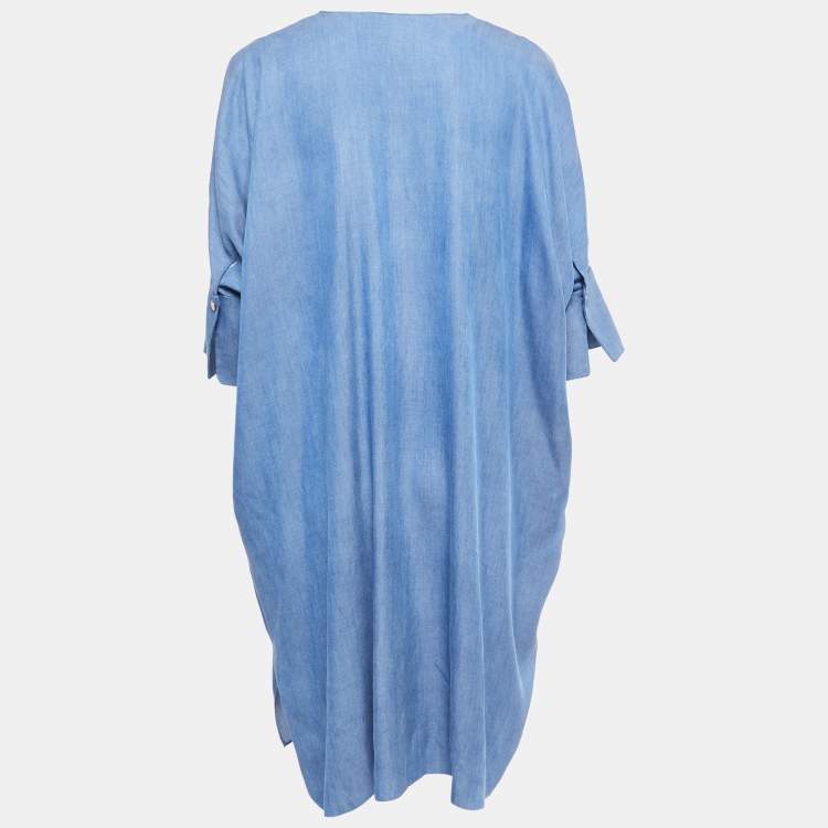Pre Owned Carolina Herrera Blue Lyocell Oversized Tunic Dress XS