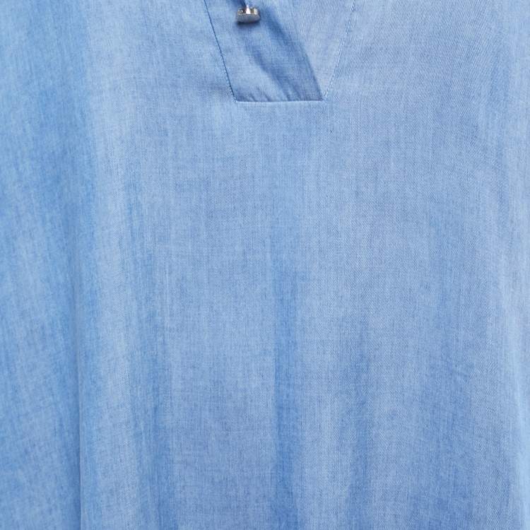 Pre Owned Carolina Herrera Blue Lyocell Oversized Tunic Dress XS