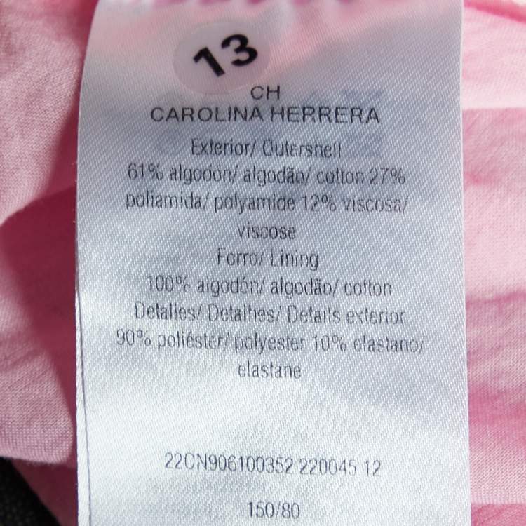 Pre Owned CH Carolina Herrera Pink Lace Contrast Waist Detail Sleeveless Tiered Mini Dress L