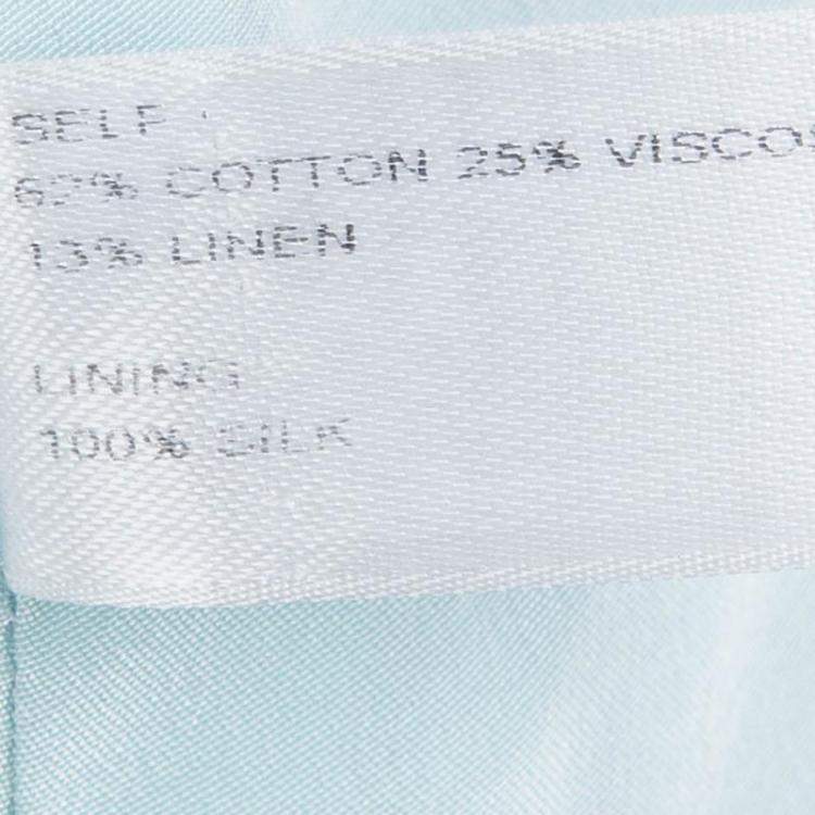Pre Owned Carolina Herrera Powder Blue Checked Tweed Skirt XL