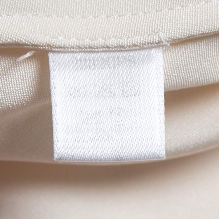 Pre Owned Carolina Herrera Cream Crepe Contrast Trim Sleeveless A-Line Blouse M