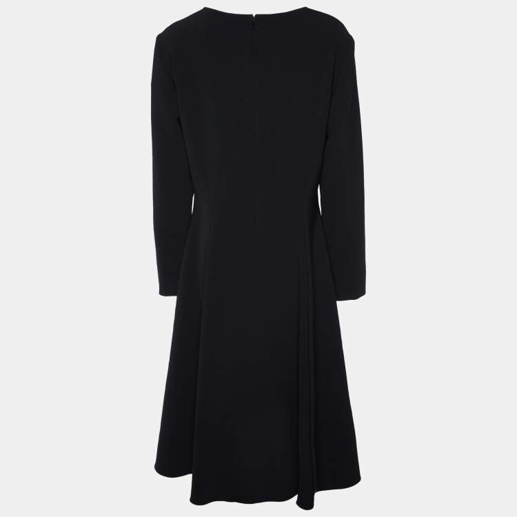 Pre Owned Carolina Herrera Black Cady Flared Midi Dress L