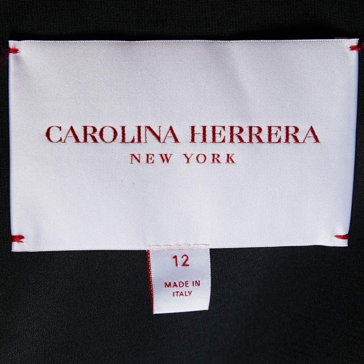 Pre Owned Carolina Herrera Black Cady Flared Midi Dress L