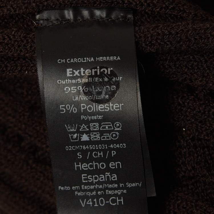 Pre Owned Carolina Herrera Brown Cable Knit Flounce Midi Dress S