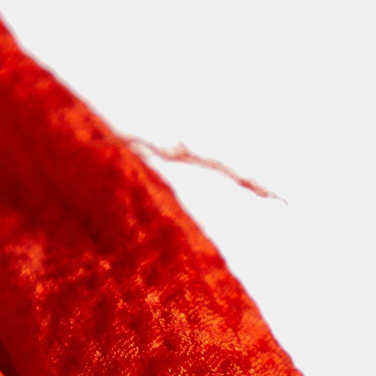 Pre Owned Carolina Herrera Orange Crinkled Silk Embellished Maxi Dress S