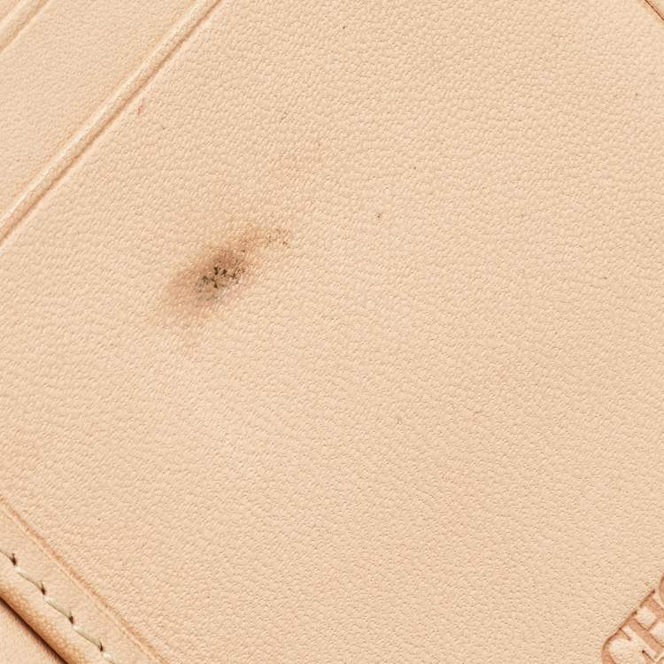 Pre Owned Carolina Herrera Brown Monogram Embossed Leather Trifold Wallet