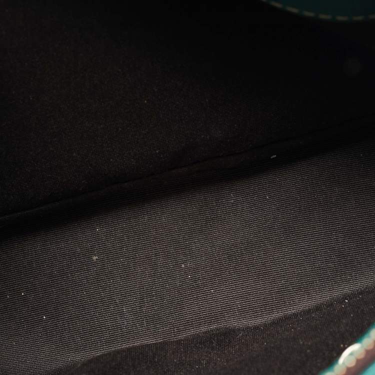 Pre Owned Carolina Herrera Green Monogram Embossed Leather Matteo Tote