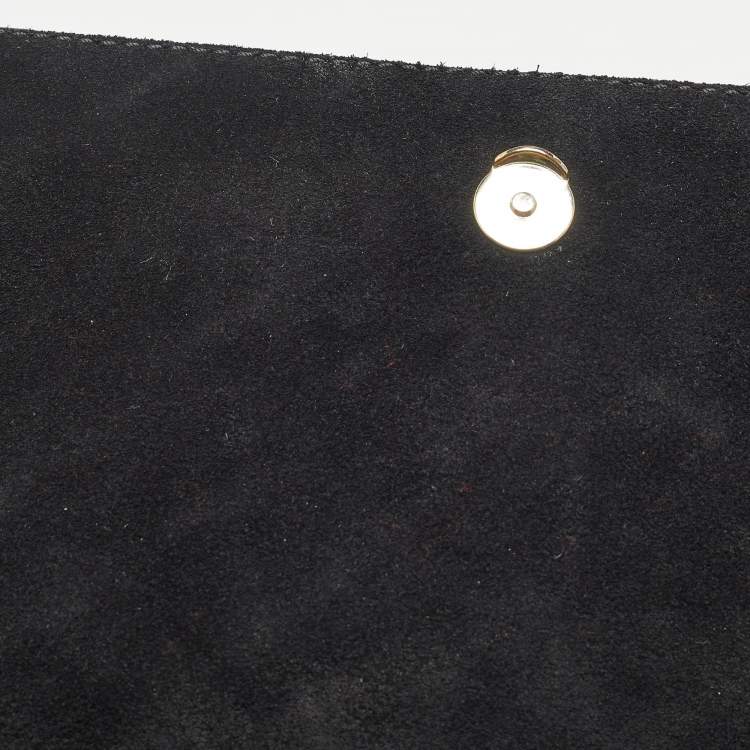Pre Owned Carolina Herrera Black Diagonal Quilted Patent Leather Flap Top Handle Bag