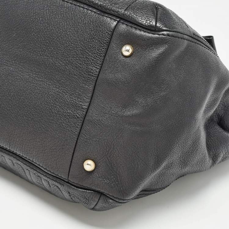 Pre Owned Carolina Herrera Black Monogram Embossed Leather Audrey Tote