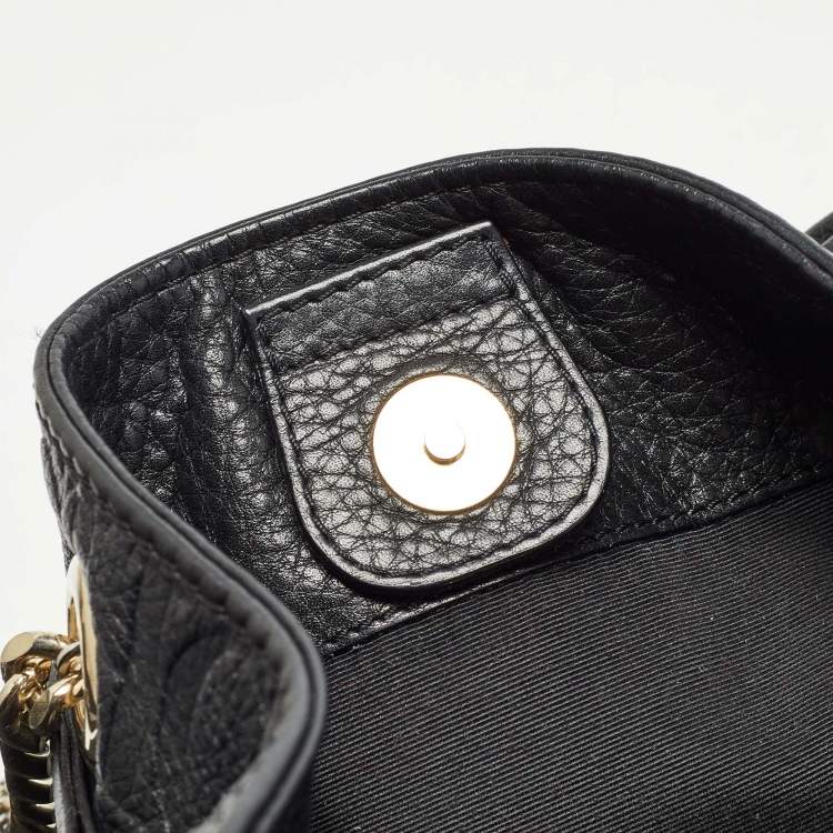 Pre Owned Carolina Herrera Black Monogram Embossed Leather Audrey Tote