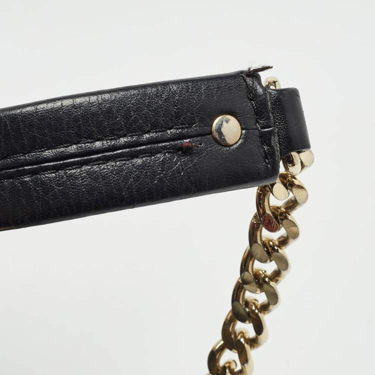 Pre Owned Carolina Herrera Black Monogram Embossed Leather Audrey Tote