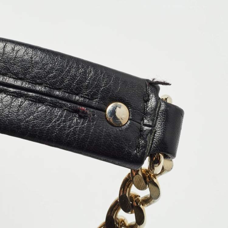 Pre Owned Carolina Herrera Black Monogram Embossed Leather Audrey Tote