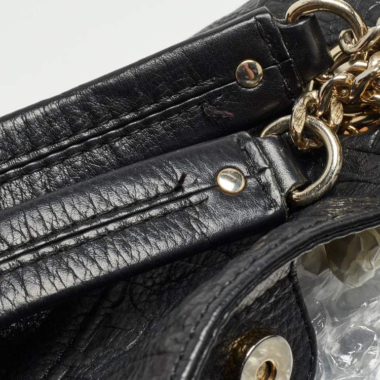Pre Owned Carolina Herrera Black Monogram Embossed Leather Audrey Tote