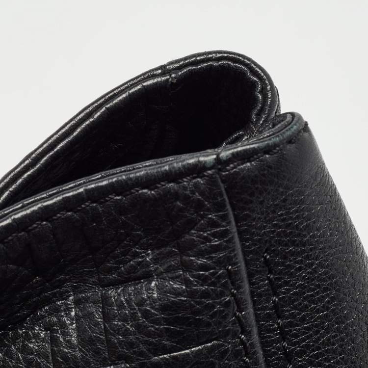 Pre Owned Carolina Herrera Black Monogram Embossed Leather Audrey Tote