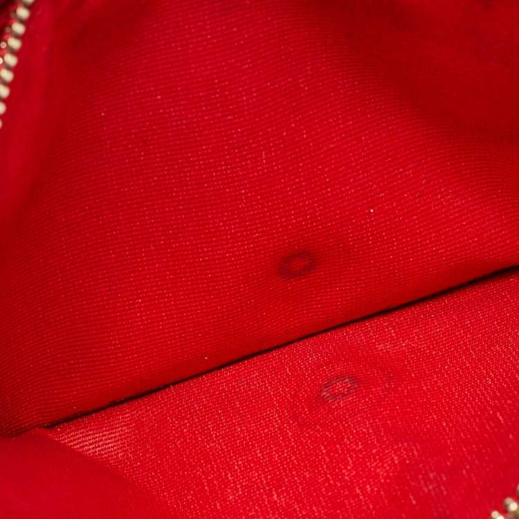 Pre Owned Carolina Herrera Red Monogram Embossed Leather Bifold Long Wallet