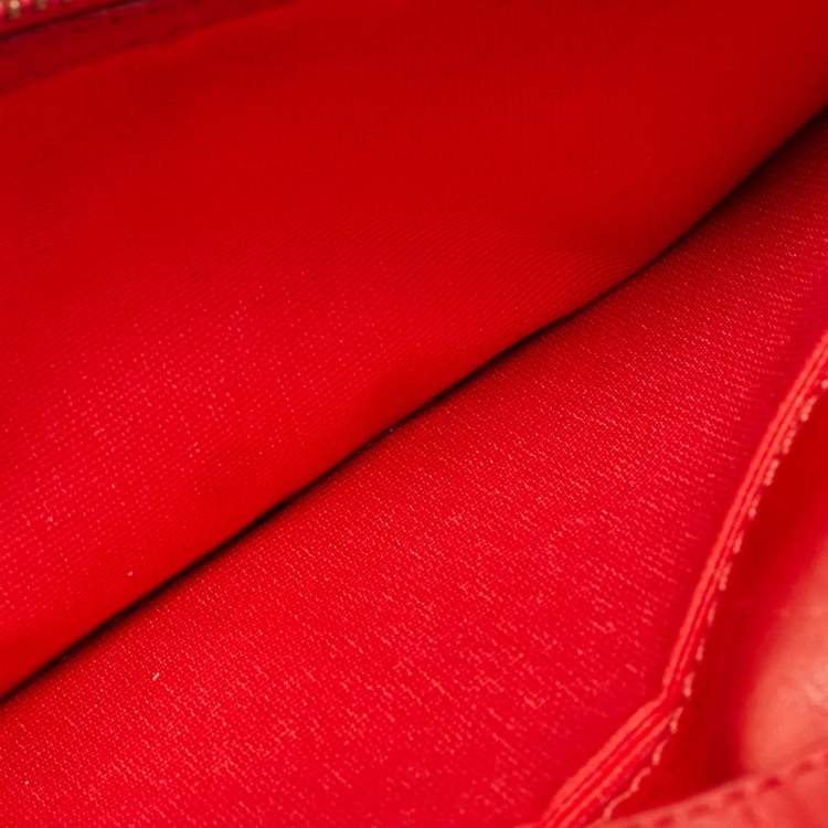 Pre Owned Carolina Herrera Red Monogram Embossed Leather Bifold Long Wallet