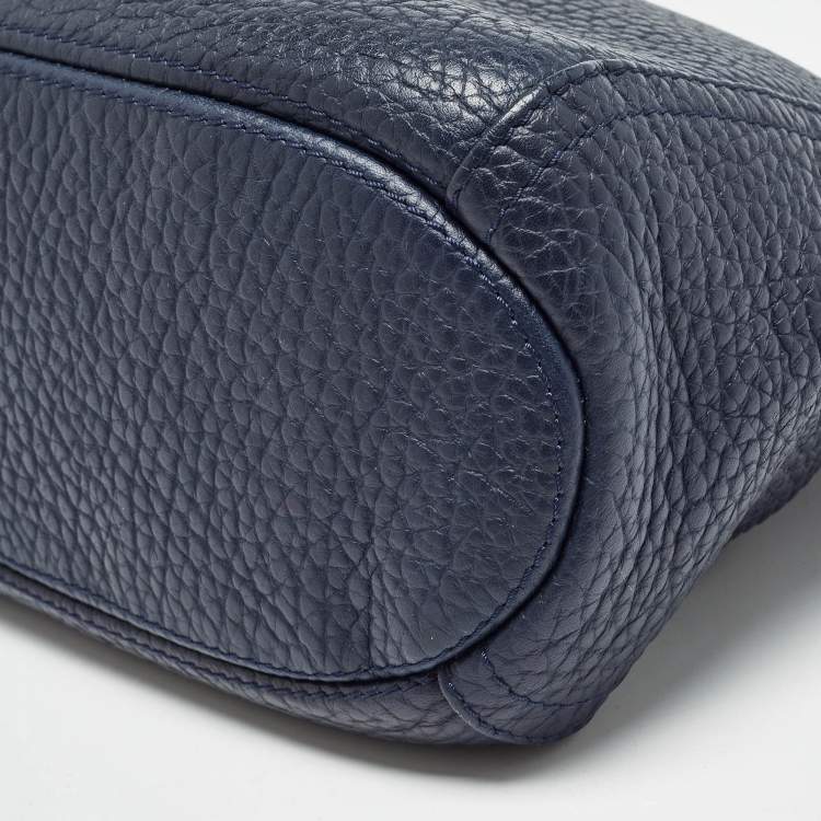 Pre Owned Carolina Herrera Navy Blue Leather Maria Tassel Hobo 