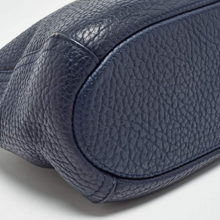 Pre Owned Carolina Herrera Navy Blue Leather Maria Tassel Hobo 