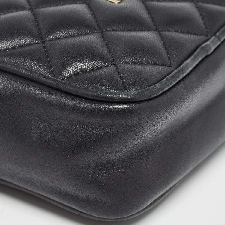 Pre Owned Carolina Herrera Black Quilted Leather Mini Chain Crossbody Bag 