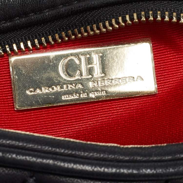 Pre Owned Carolina Herrera Black Quilted Leather Mini Chain Crossbody Bag 