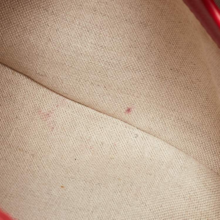 Pre Owned Carolina Herrera Red Monogram Embossed Leather Duchess Tote