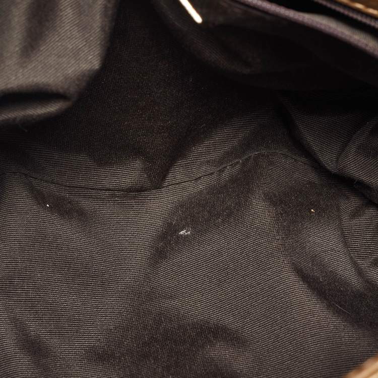 Pre Owned Carolina Herrera Gold Monogram Leather Audrey Shoulder Bag