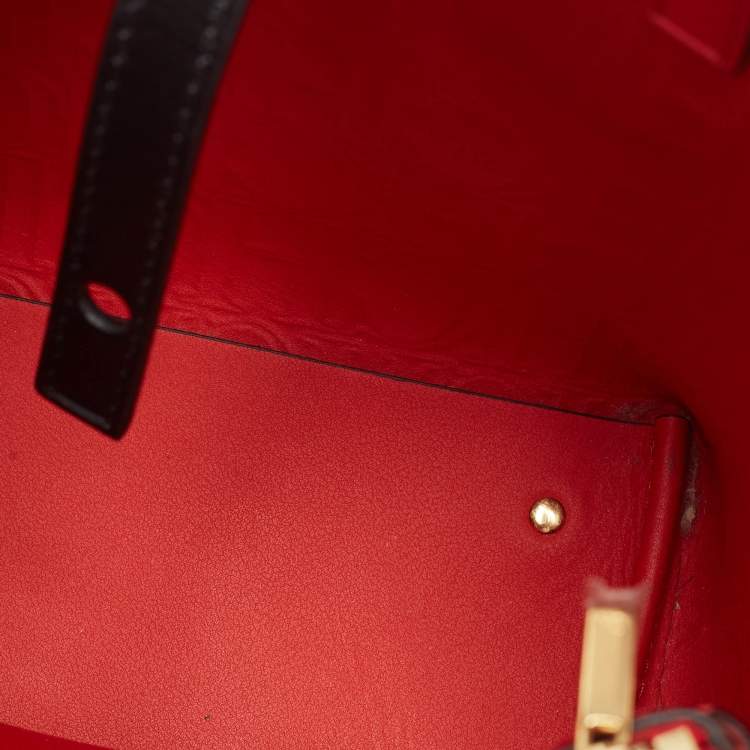 Pre Owned Carolina Herrera Black Monogram Embossed Leather Small Matryoshka Locked Tote