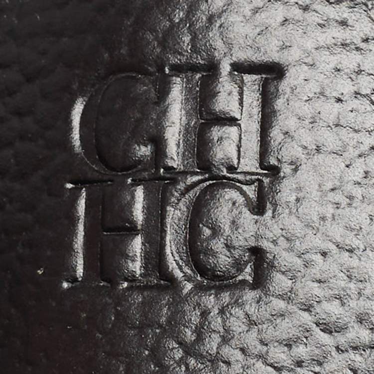 Pre Owned Carolina Herrera Black Monogram Embossed Leather Small Matryoshka Locked Tote