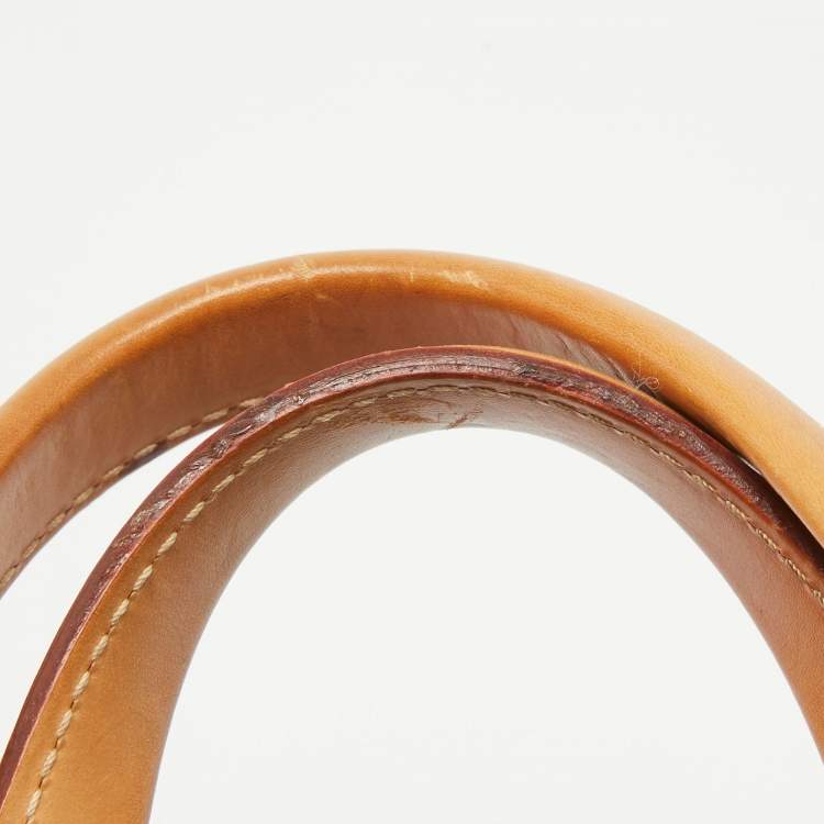 Pre Owned Carolina Herrera Blue/Beige Monogram Embossed Leather Andy Tote