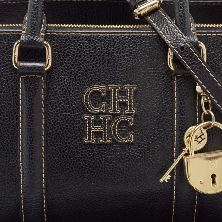 Pre Owned Carolina Herrera Dark Blue Leather Matteo Tote