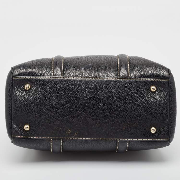 Pre Owned Carolina Herrera Dark Blue Leather Matteo Tote