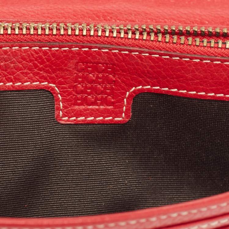 Pre Owned Carolina Herrera Red Monogram Embossed Leather Flap Continental Wallet