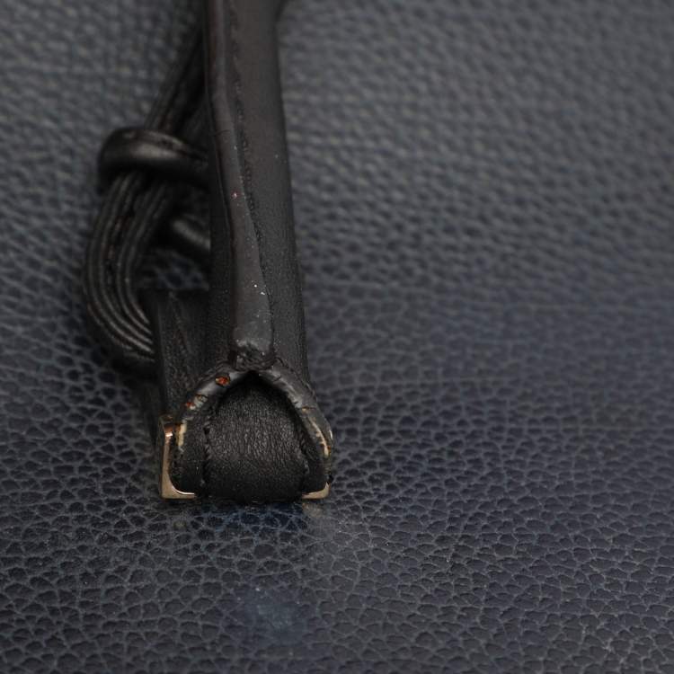 Pre Owned CH Carolina Herrera Blue Nubuck and Leather Zip Tote