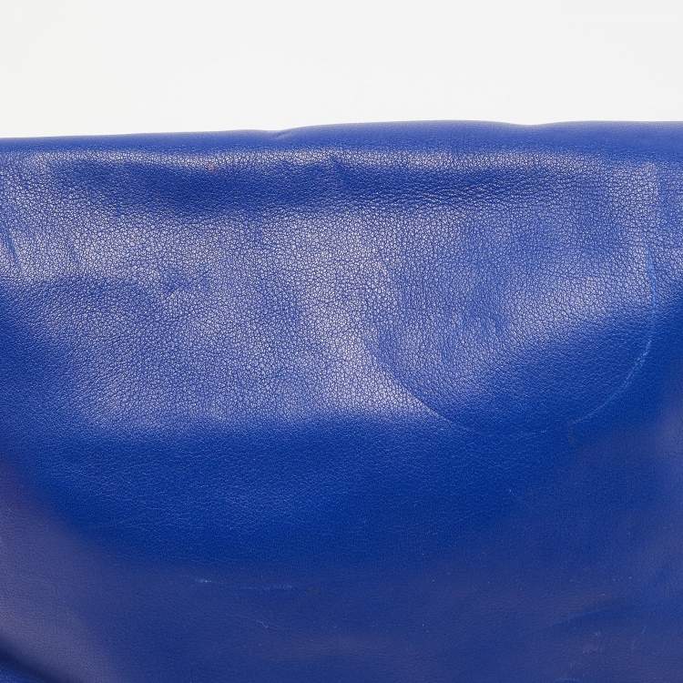 Pre Owned Carolina Herrera Blue Leather New Baltazar Flap Shoulder Bag