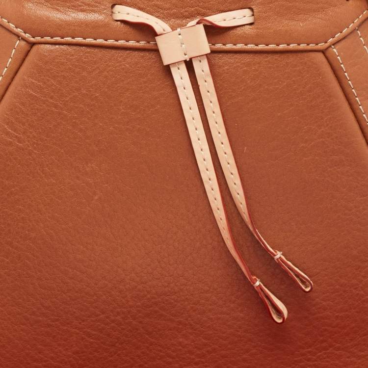 Pre Owned Carolina Herrera Brown Monogram Embossed Leather Small Andy Bucket Bag