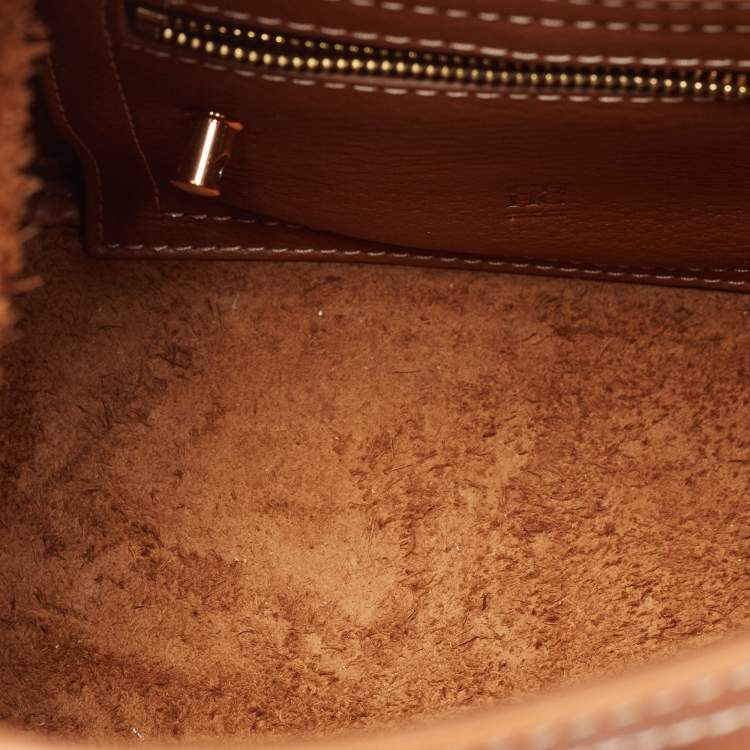 Pre Owned Carolina Herrera Brown Monogram Embossed Leather Small Andy Bucket Bag