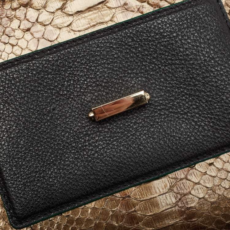 Pre Owned Carolina Herrera Black/Bronze Python and Leather Pushlock Flap Top Handle Bag