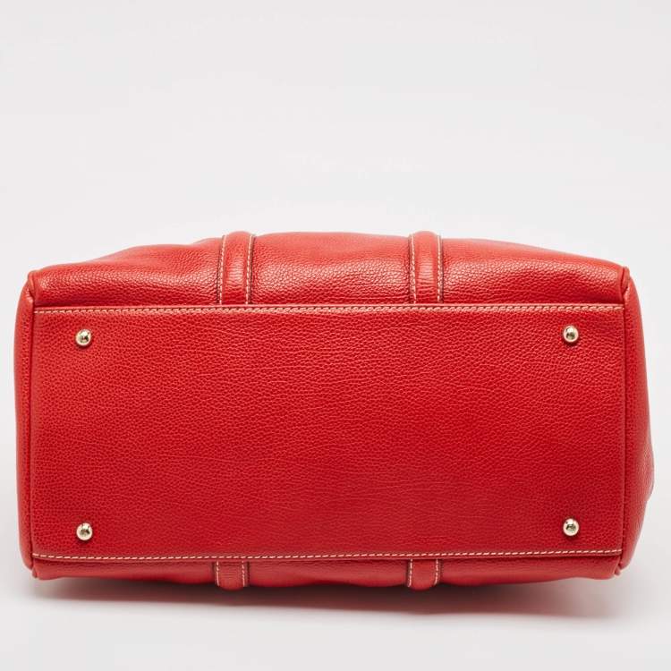 Pre Owned Carolina Herrera Red Leather Large Matteo Tote