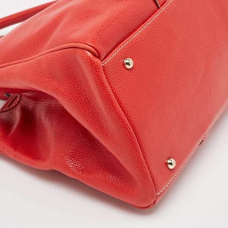 Pre Owned Carolina Herrera Red Leather Large Matteo Tote