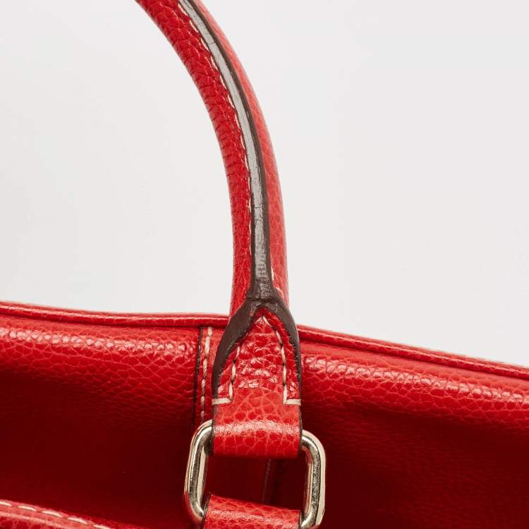 Pre Owned Carolina Herrera Red Leather Large Matteo Tote