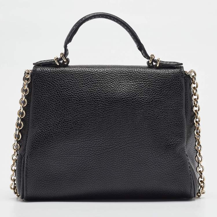 Pre Owned Carolina Herrera Black Leather Small Minuetto Top Handle Bag