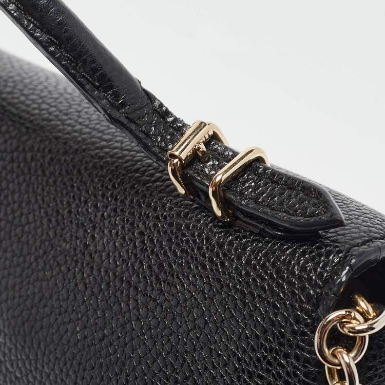Pre Owned Carolina Herrera Black Leather Small Minuetto Top Handle Bag