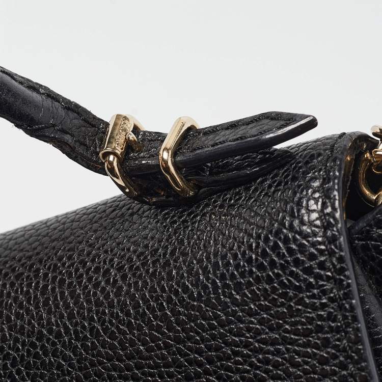 Pre Owned Carolina Herrera Black Leather Small Minuetto Top Handle Bag