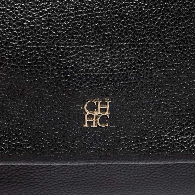 Pre Owned Carolina Herrera Black Leather Small Minuetto Top Handle Bag